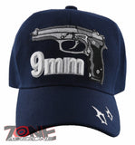 NEW! 9MM PISTOL GUN BALL CAP HAT NAVY