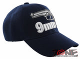 NEW! 9MM PISTOL GUN BALL CAP HAT NAVY