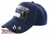 NEW! 9MM PISTOL GUN BALL CAP HAT NAVY