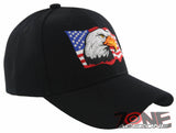 NEW! EAGLE USA CENTER FLAG HEAD BASEBALL CAP HAT BLACK