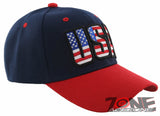 NEW! USA FLAG LETTER BASEBALL CAP HAT NAVY