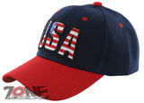 NEW! USA FLAG LETTER BASEBALL CAP HAT NAVY