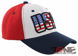 NEW! USA FLAG LETTER BASEBALL CAP HAT WHITE