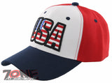 NEW! USA FLAG LETTER BASEBALL CAP HAT WHITE