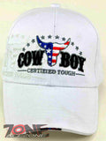 NEW! RODEO US FLAG COWBOY CAP HAT WHITE