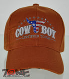NEW! RODEO US FLAG COWBOY CAP HAT ORANGE