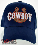 NEW! RODEO COWBOY HORSE HORSESHOE CAP HAT NAVY
