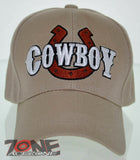 NEW! RODEO COWBOY HORSE HORSESHOE CAP HAT TAN