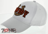 NEW! RODEO COWBOY HORSE HORSESHOE CAP HAT WHITE