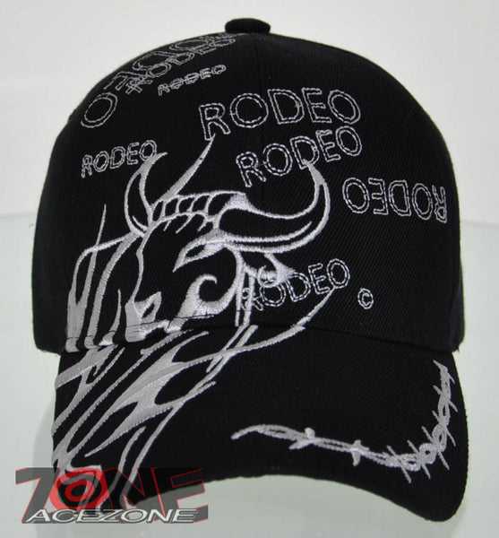 NEW! RODEO COWBOY BULL RIDER CAP HAT BLACK