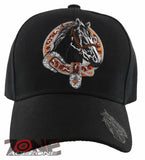 NEW! BLACK HORSE RODEO BELT CAP HAT BLACK