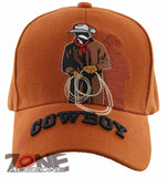 NEW! RODEO BIG COWBOY MEN LASSO CAP HAT ORANGE