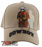 NEW! RODEO BIG COWBOY MEN LASSO CAP HAT TAN