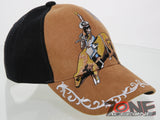 NEW! RODEO COWBOY BULL RIDER YEE FAUX LEATHER CAP HAT BLACK