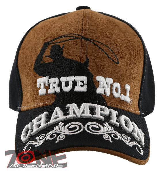 NEW! RODEO COWBOY BULL RIDER CHAMPION FAUX LEATHER CAP HAT BLACK