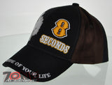 NEW! RODEO COWBOY HORSE 8 SECONDS FAUX LEATHER CAP HAT BLACK