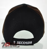NEW! RODEO COWBOY HORSE 8 SECONDS FAUX LEATHER CAP HAT BLACK