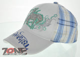 NEW! WESTERN TUFF COWGIRL COW GIRL GLITTER HORSE PLAID WHITE CAP HAT SKY BLUE