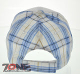 NEW! WESTERN TUFF COWGIRL COW GIRL GLITTER HORSE PLAID WHITE CAP HAT SKY BLUE