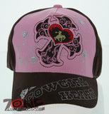 NEW! COWGIRL HEART COW GIRL CROSS CAP HAT BROWN PINK