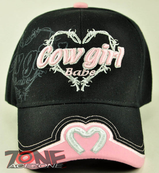NEW! RODEO COWGIRL BABE COW GIRL CAP HAT BLACK