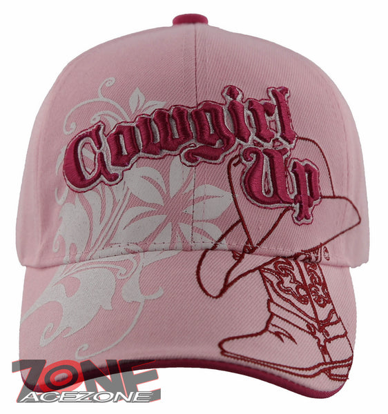 NEW! RODEO COWGIRL UP BOOT HAT COW GIRL CAP HAT PINK