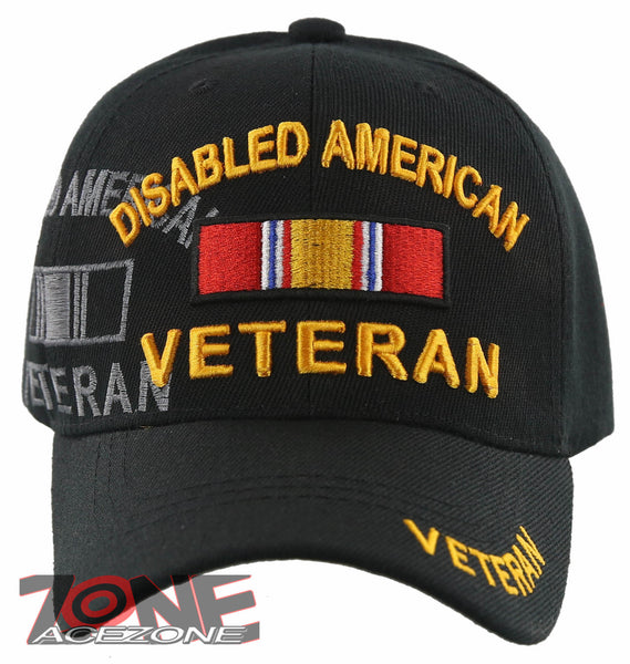 DISABLED AMERICAN VETERAN SIDE SHADOW BALL CAP HAT BLACK