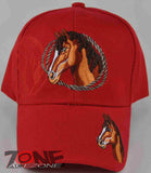 HORSE RODEO COWBOY COWGIRL CAP HAT RED