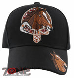 NEW! HORSE BELT RODEO COWBOY COWGIRL BALL CAP HAT BLACK