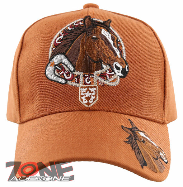 NEW! HORSE BELT RODEO COWBOY COWGIRL BALL CAP HAT ORANGE