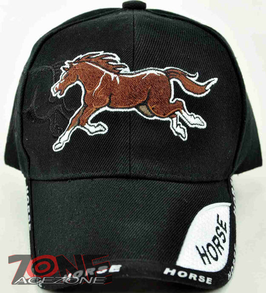 BROWN HORSE COWBOY COWGIRL CAP HAT BLACK