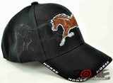 BROWN HORSE COWBOY COWGIRL CAP HAT BLACK