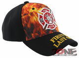FD FIRE DEPARTMENT FIRST IN LAST OUT FRONT FLAME CAP HAT BLACK