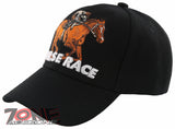 HORSE RACE RACING SPORT BALL CAP HAT BLACK