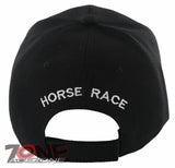 HORSE RACE RACING SPORT BALL CAP HAT BLACK