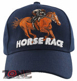 HORSE RACE RACING SPORT BALL CAP HAT NAVY