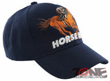 HORSE RACE RACING SPORT BALL CAP HAT NAVY
