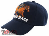 HORSE RACE RACING SPORT BALL CAP HAT NAVY