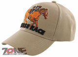 HORSE RACE RACING SPORT BALL CAP HAT TAN
