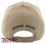 HORSE RACE RACING SPORT BALL CAP HAT TAN