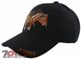 NEW! TWO HORSE RACING COWBOY BALL CAP HAT BLACK
