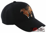 NEW! TWO HORSE RACING COWBOY BALL CAP HAT BLACK