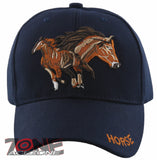 NEW! TWO HORSE RACING COWBOY BALL CAP HAT NAVY
