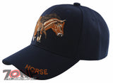 NEW! TWO HORSE RACING COWBOY BALL CAP HAT NAVY