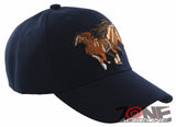 NEW! TWO HORSE RACING COWBOY BALL CAP HAT NAVY