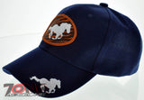 NEW! HORSE COWBOY ROUND CAP HAT NAVY