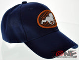 NEW! HORSE COWBOY ROUND CAP HAT NAVY