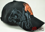 NEW! TWO HORSE SHADOW COWBOY COWGIRL SPORT RODEO CAP HAT BLACK