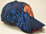 NEW! TWO HORSE SHADOW COWBOY COWGIRL SPORT RODEO CAP HAT NAVY