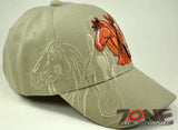 NEW! TWO HORSE SHADOW COWBOY COWGIRL SPORT RODEO CAP HAT TAN